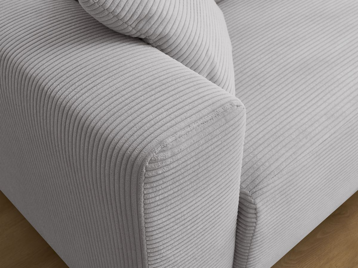 Canapé d'angle convertible coffre ATILLA velours côtelé avec pouf