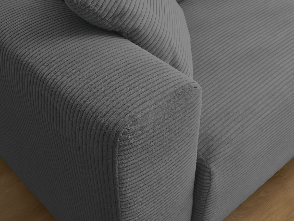 Canapé d'angle convertible coffre ATILLA velours côtelé avec pouf