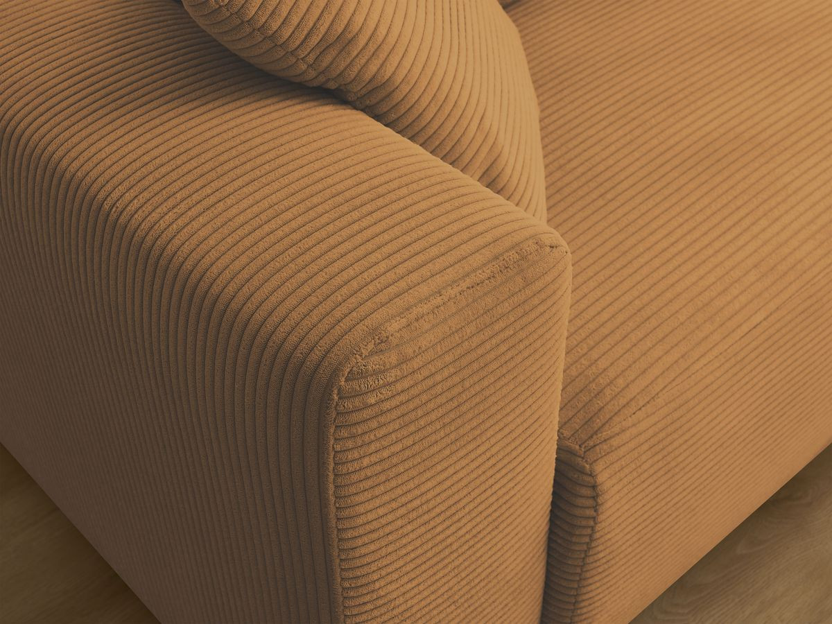 Canapé d'angle convertible coffre ATILLA velours côtelé avec pouf