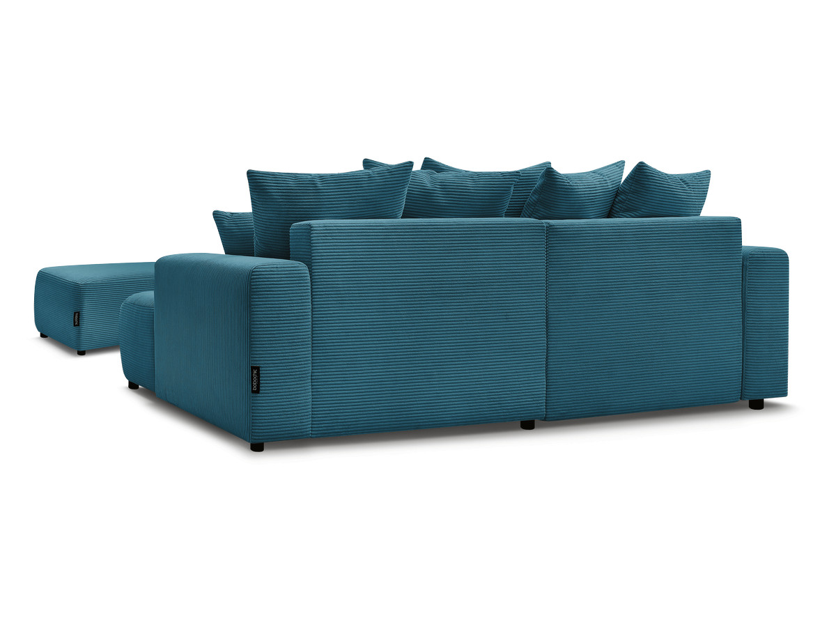 Canapé d'angle convertible coffre ATILLA velours côtelé avec pouf
