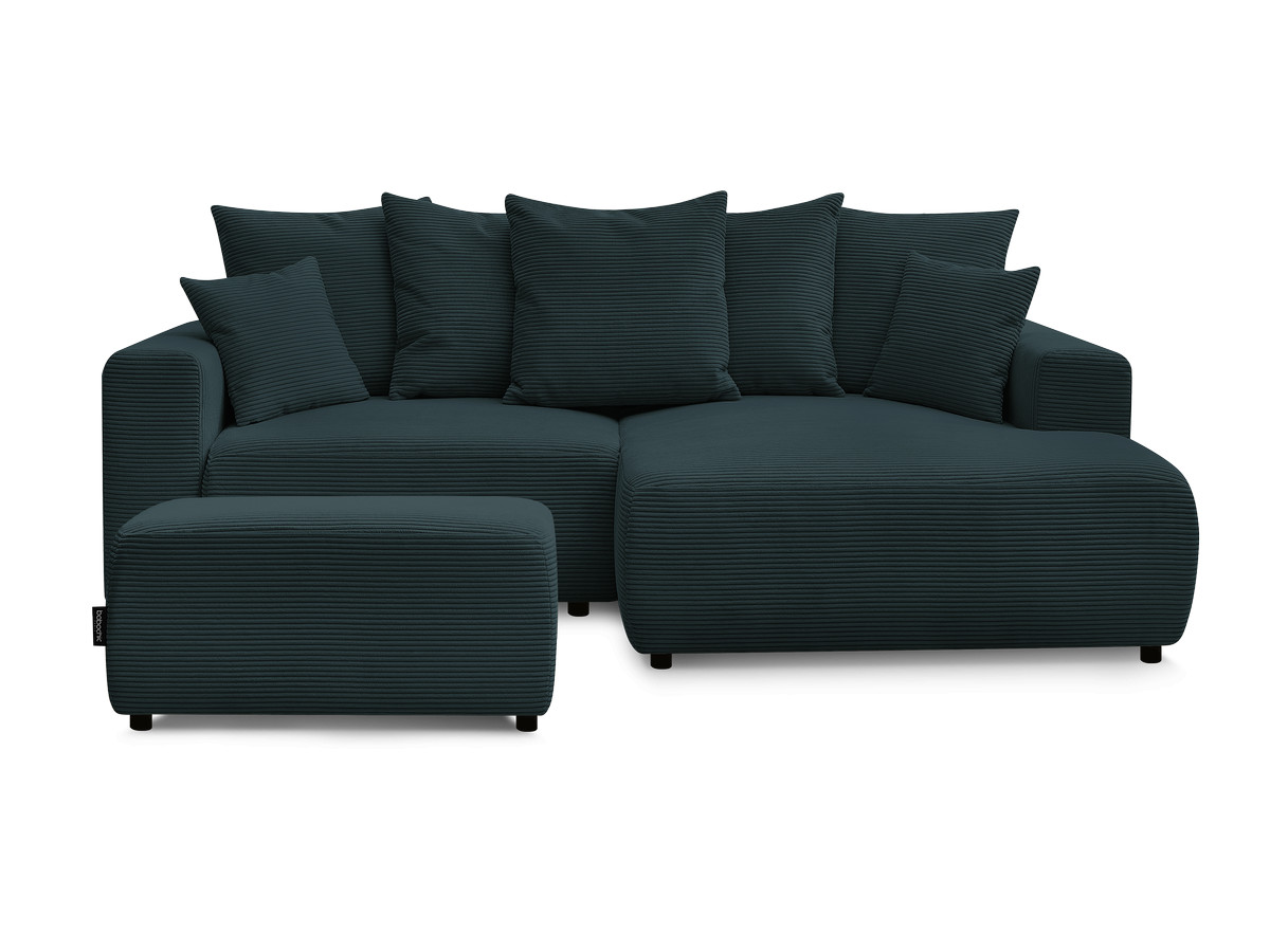 Canapé d'angle convertible coffre ATILLA velours côtelé avec pouf