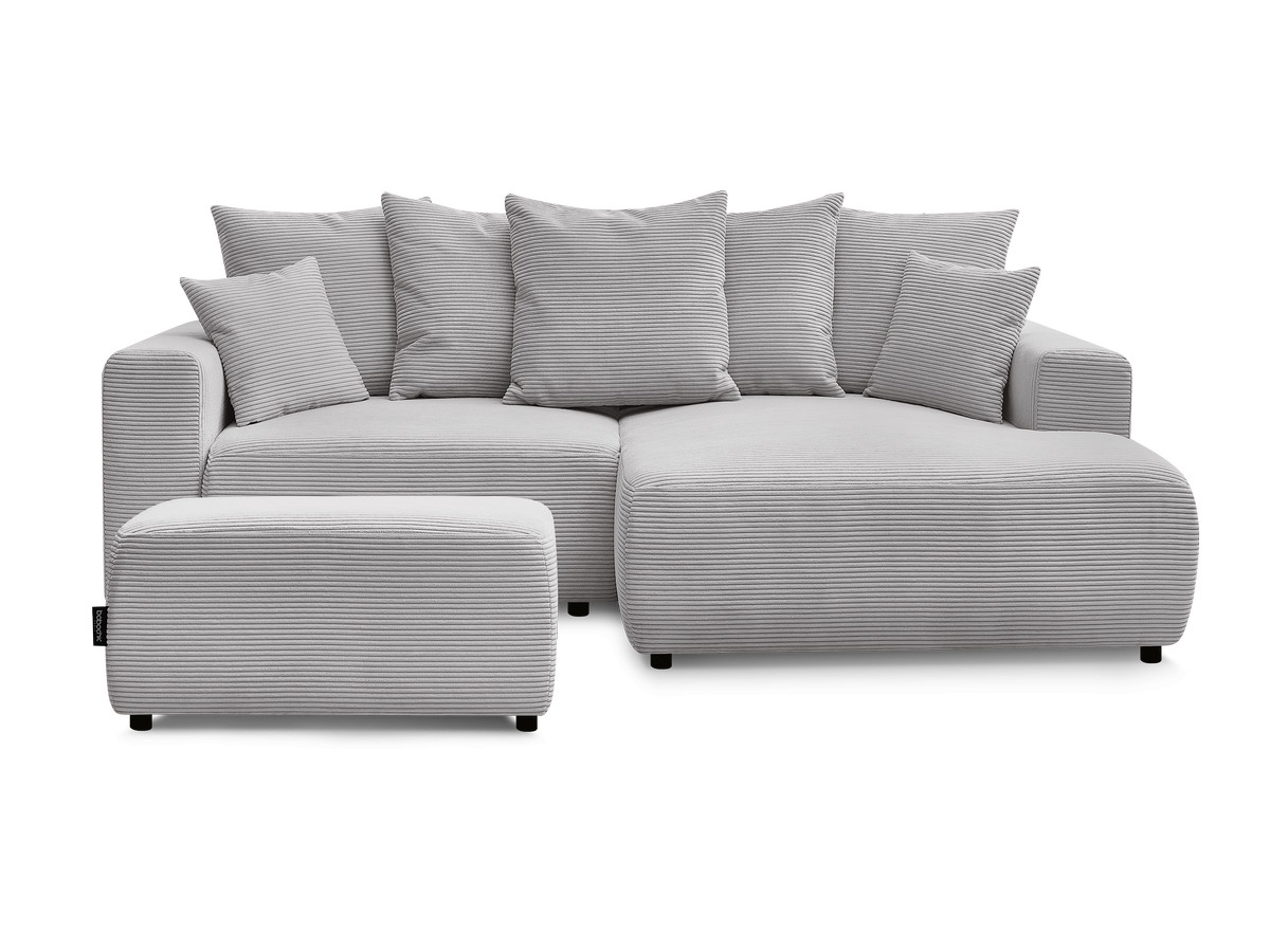 Canapé d'angle convertible coffre ATILLA velours côtelé avec pouf