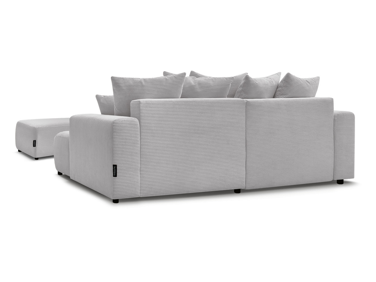 Canapé d'angle convertible coffre ATILLA velours côtelé avec pouf