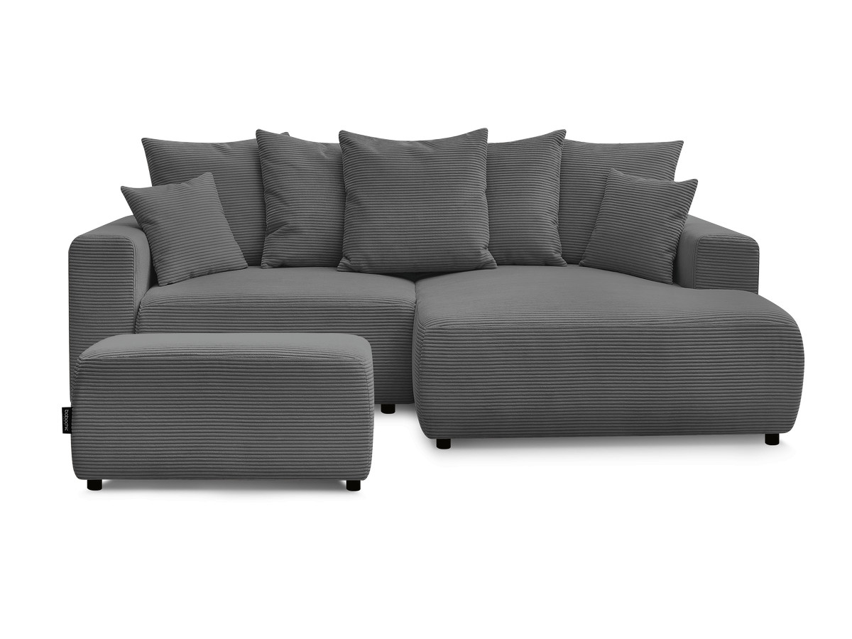 Canapé d'angle convertible coffre ATILLA velours côtelé avec pouf