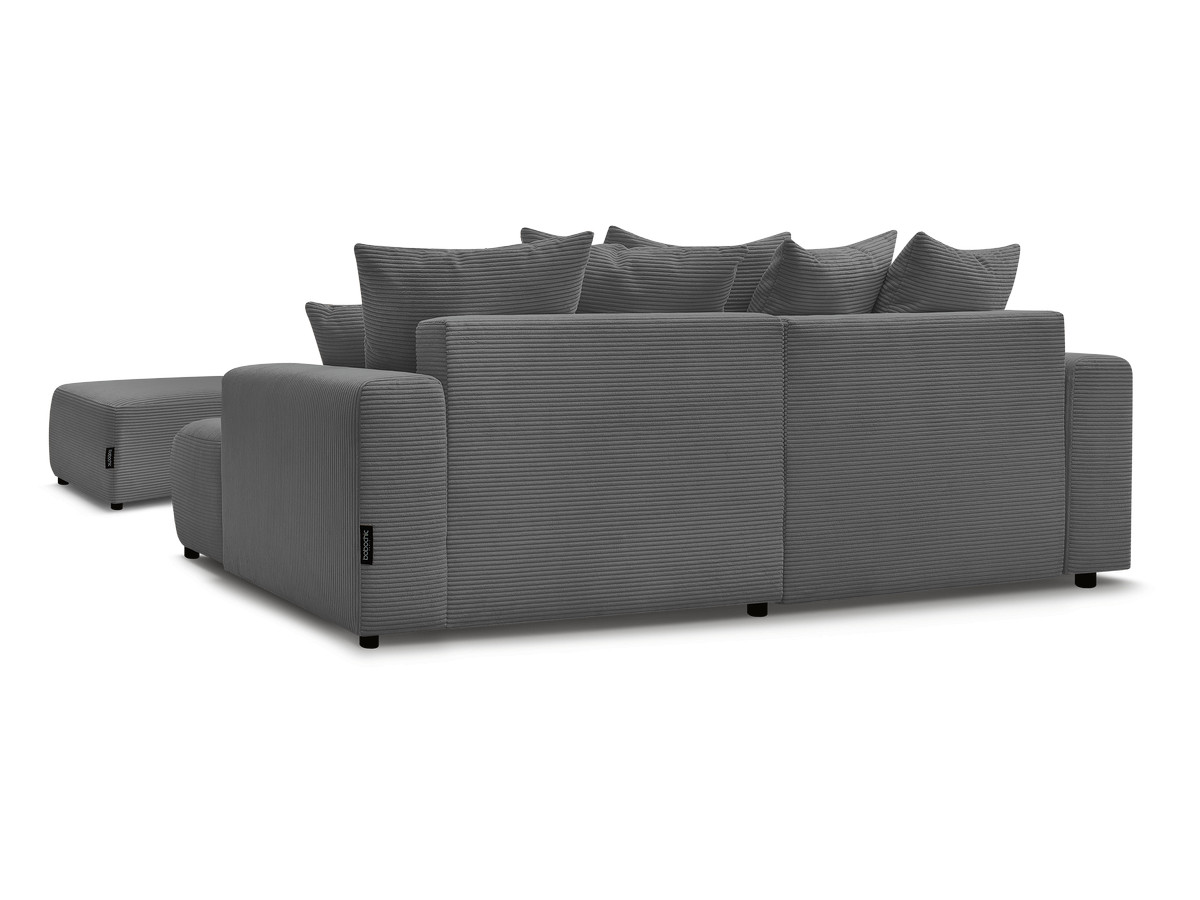 Canapé d'angle convertible coffre ATILLA velours côtelé avec pouf