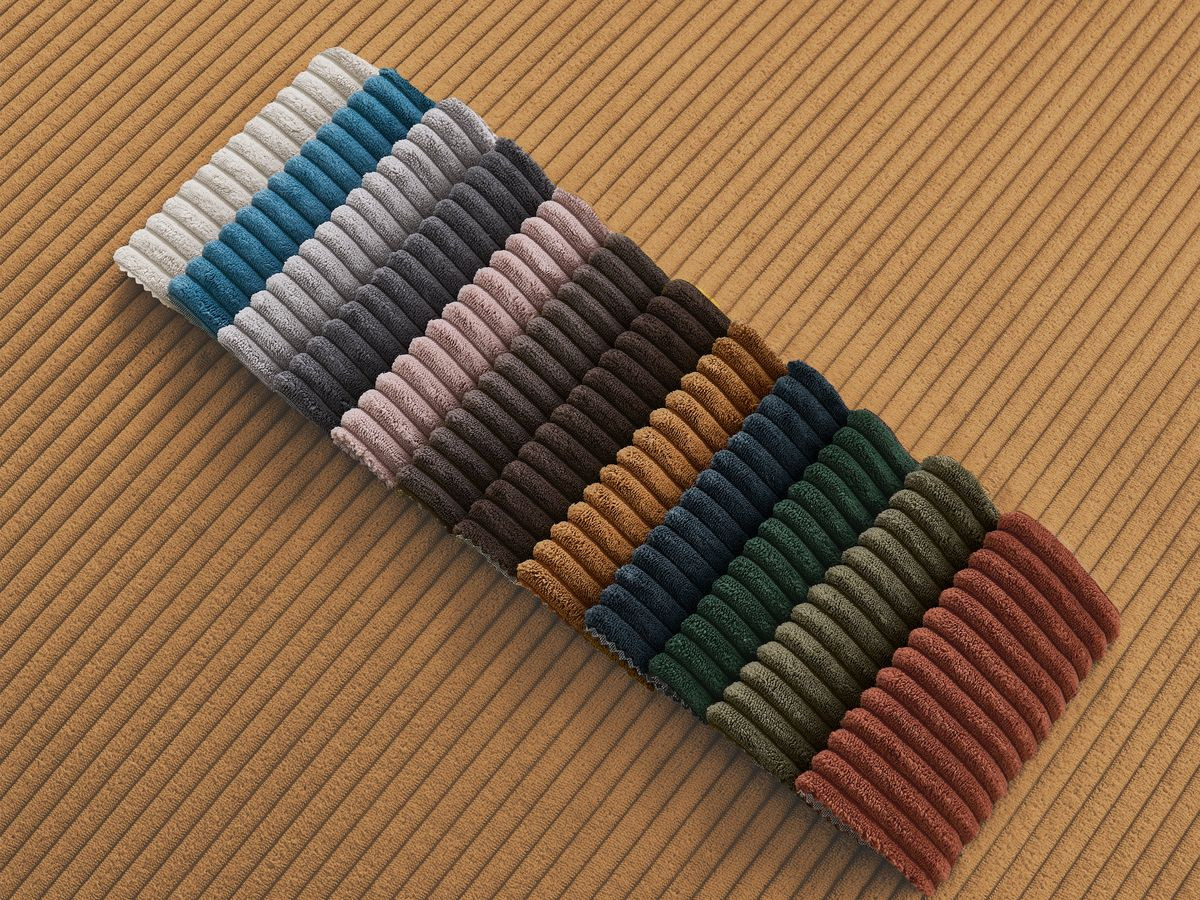 Canapé d'angle convertible coffre ATILLA velours côtelé avec pouf
