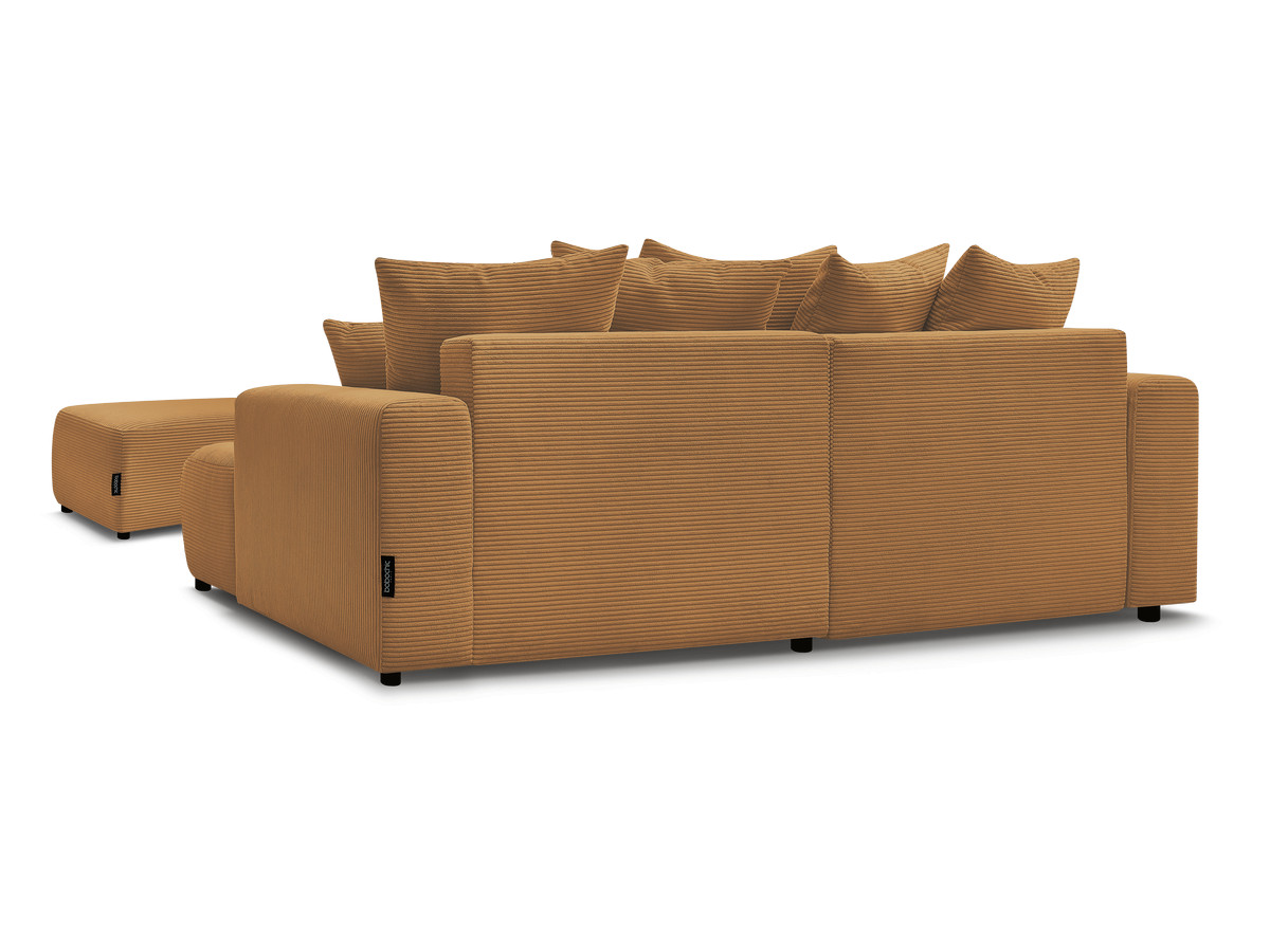 Canapé d'angle convertible coffre ATILLA velours côtelé avec pouf