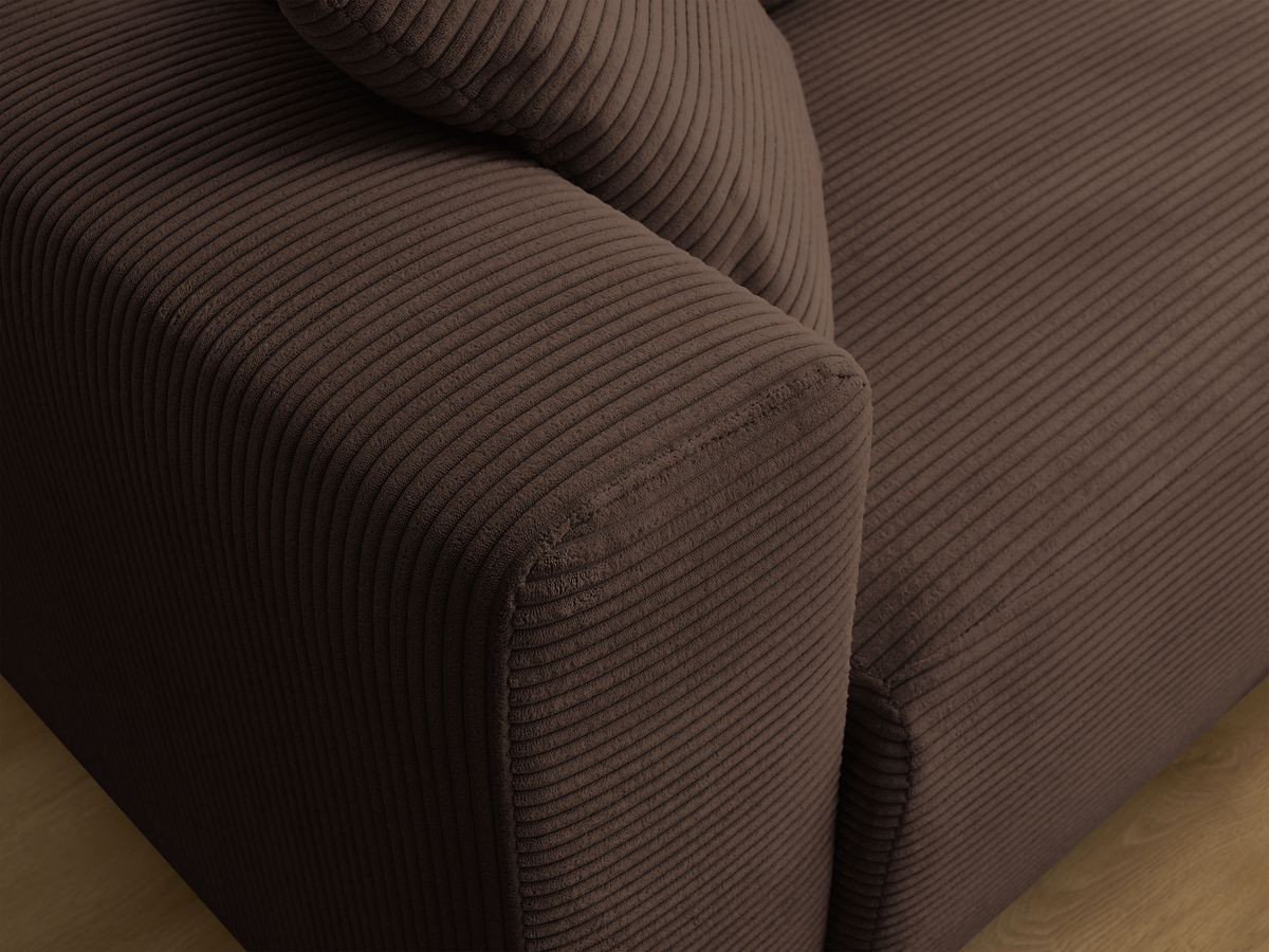 Canapé d'angle convertible coffre ATILLA velours côtelé avec pouf