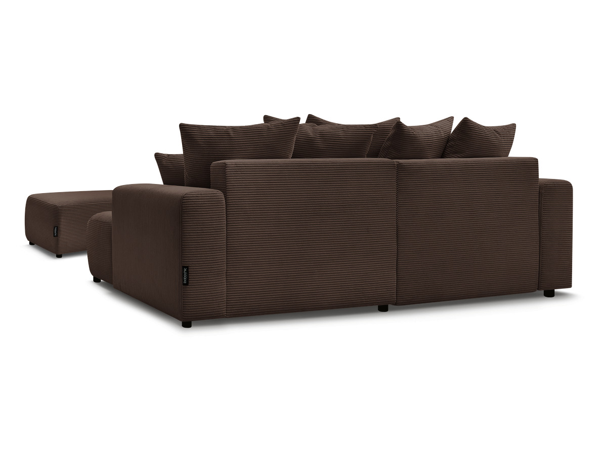 Canapé d'angle convertible coffre ATILLA velours côtelé avec pouf
