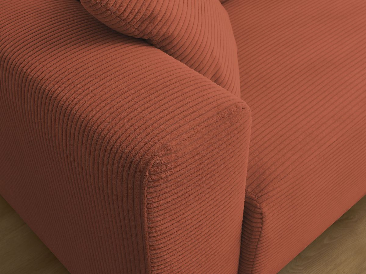 Canapé d'angle convertible coffre ATILLA velours côtelé avec pouf