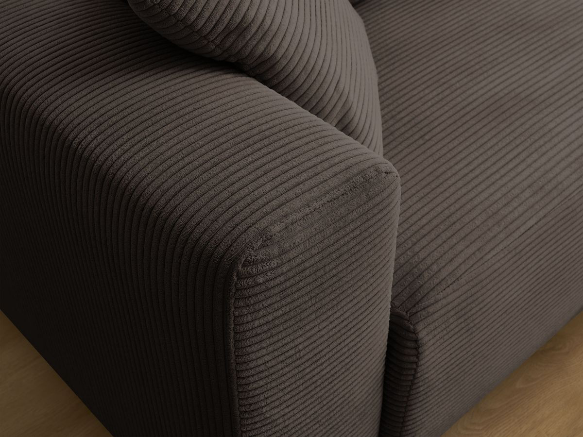 Canapé d'angle convertible coffre ATILLA velours côtelé avec pouf