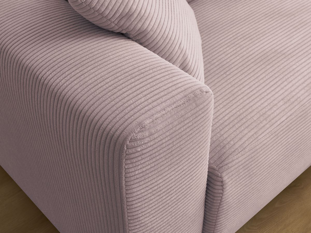 Canapé d'angle convertible coffre ATILLA velours côtelé avec pouf