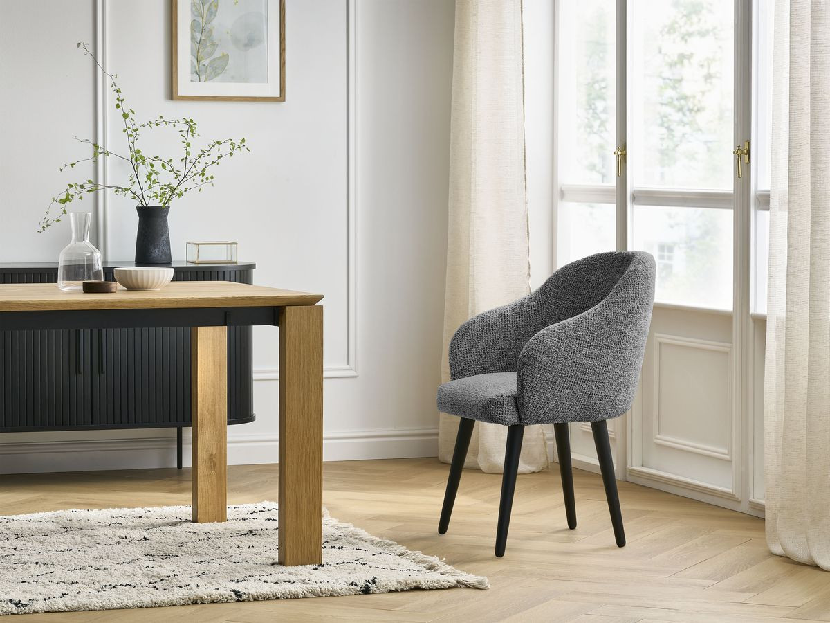 Chaise SOPHIE chiné et pieds scandinaves noirs gris foncé — vue 5