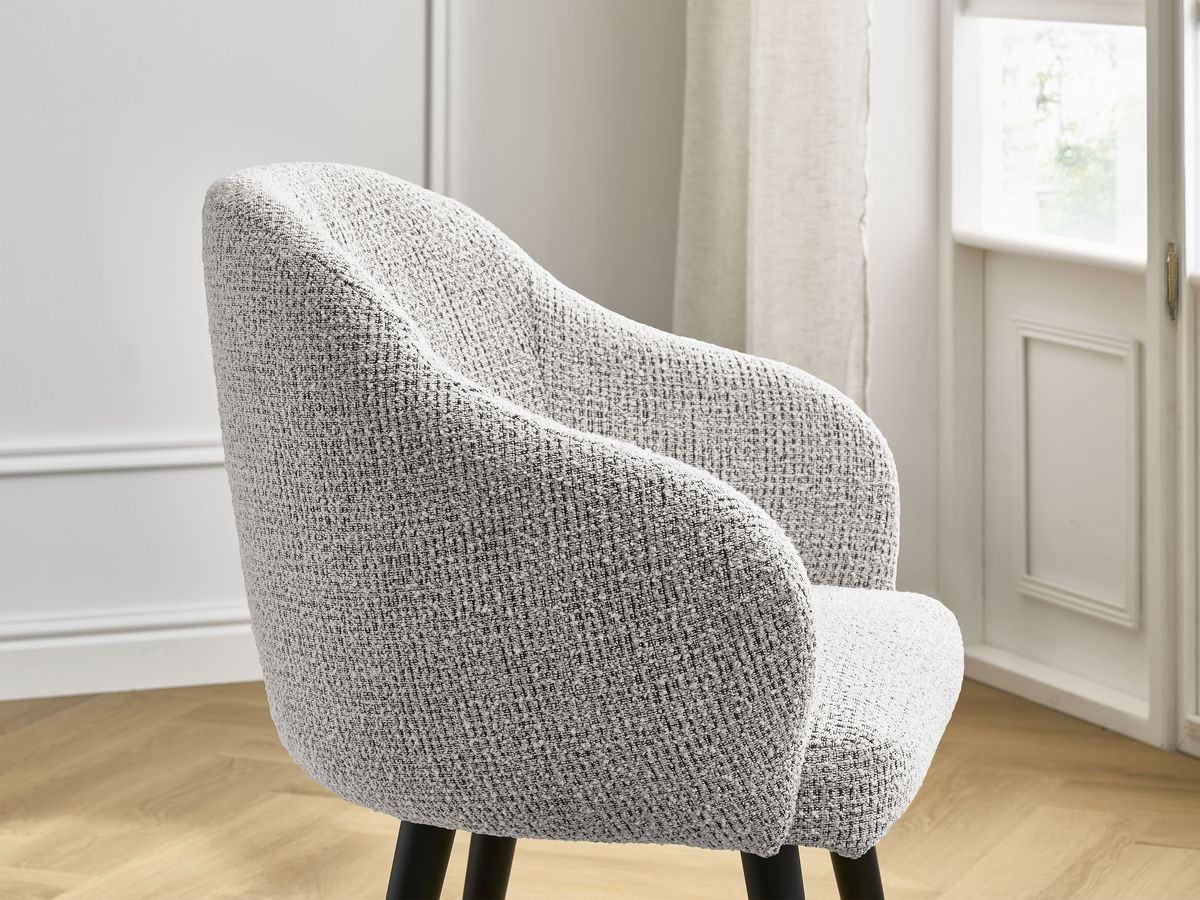 Canapé d'angle fixe EVEREST tissu chiné - Orange - Angle droit - 10 coussins