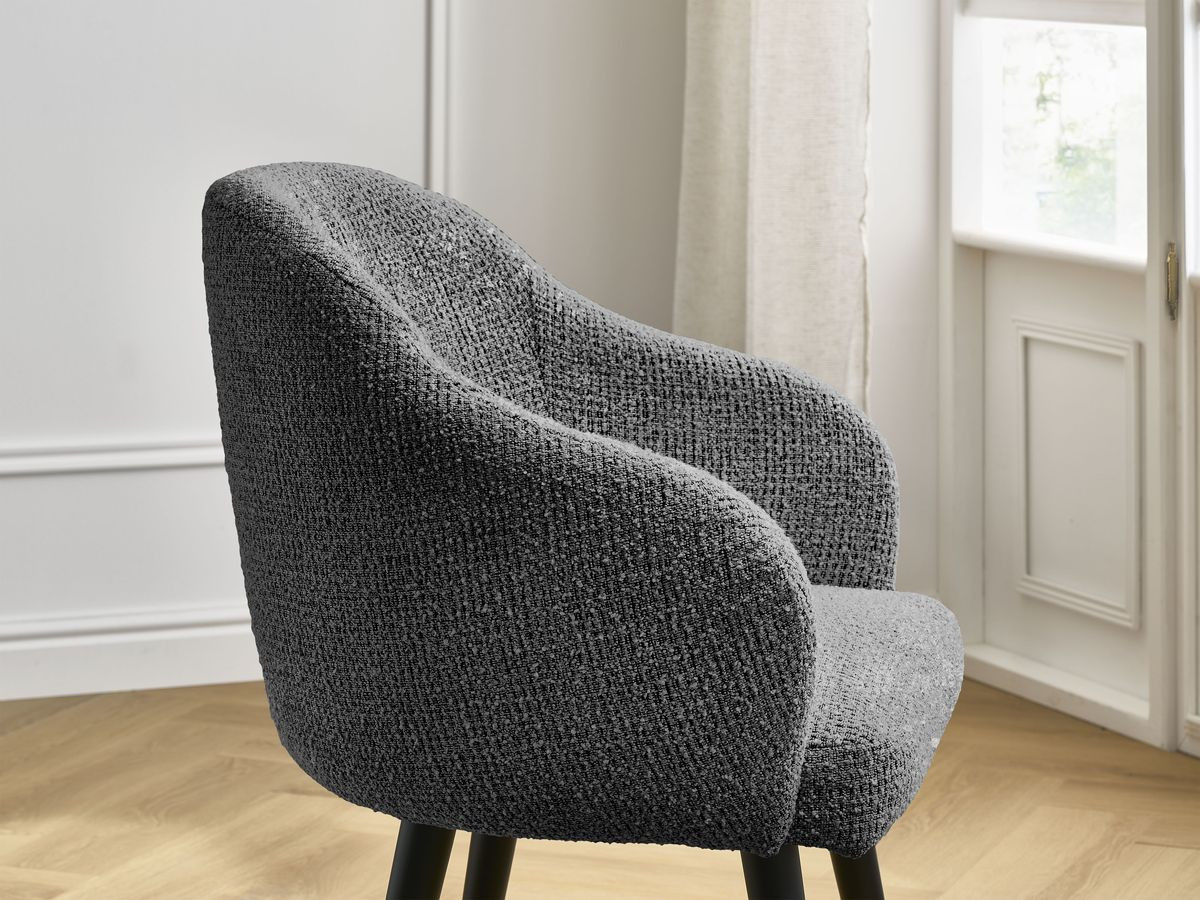 Canapé d'angle fixe EVEREST tissu chiné - Orange - Angle droit - 10 coussins