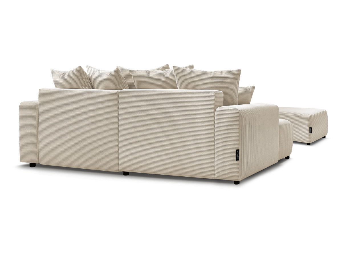 Canapé d'angle convertible coffre ATILLA velours côtelé avec pouf