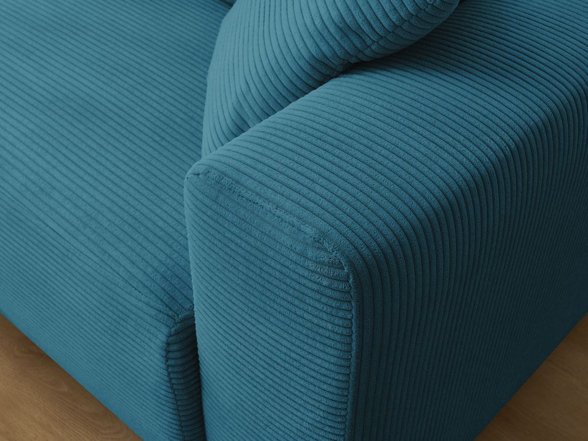 Canapé d'angle convertible coffre ATILLA velours côtelé avec pouf