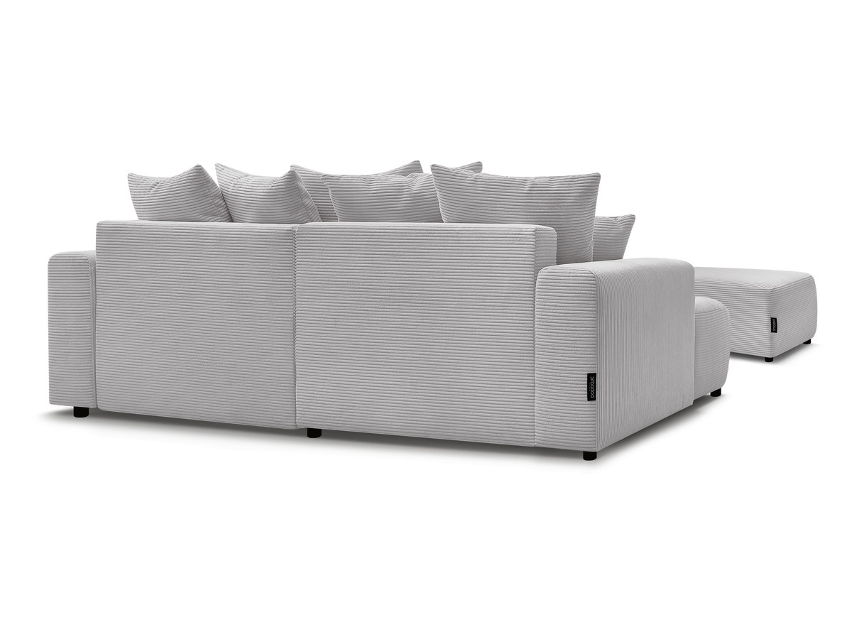Canapé d'angle convertible coffre ATILLA velours côtelé avec pouf