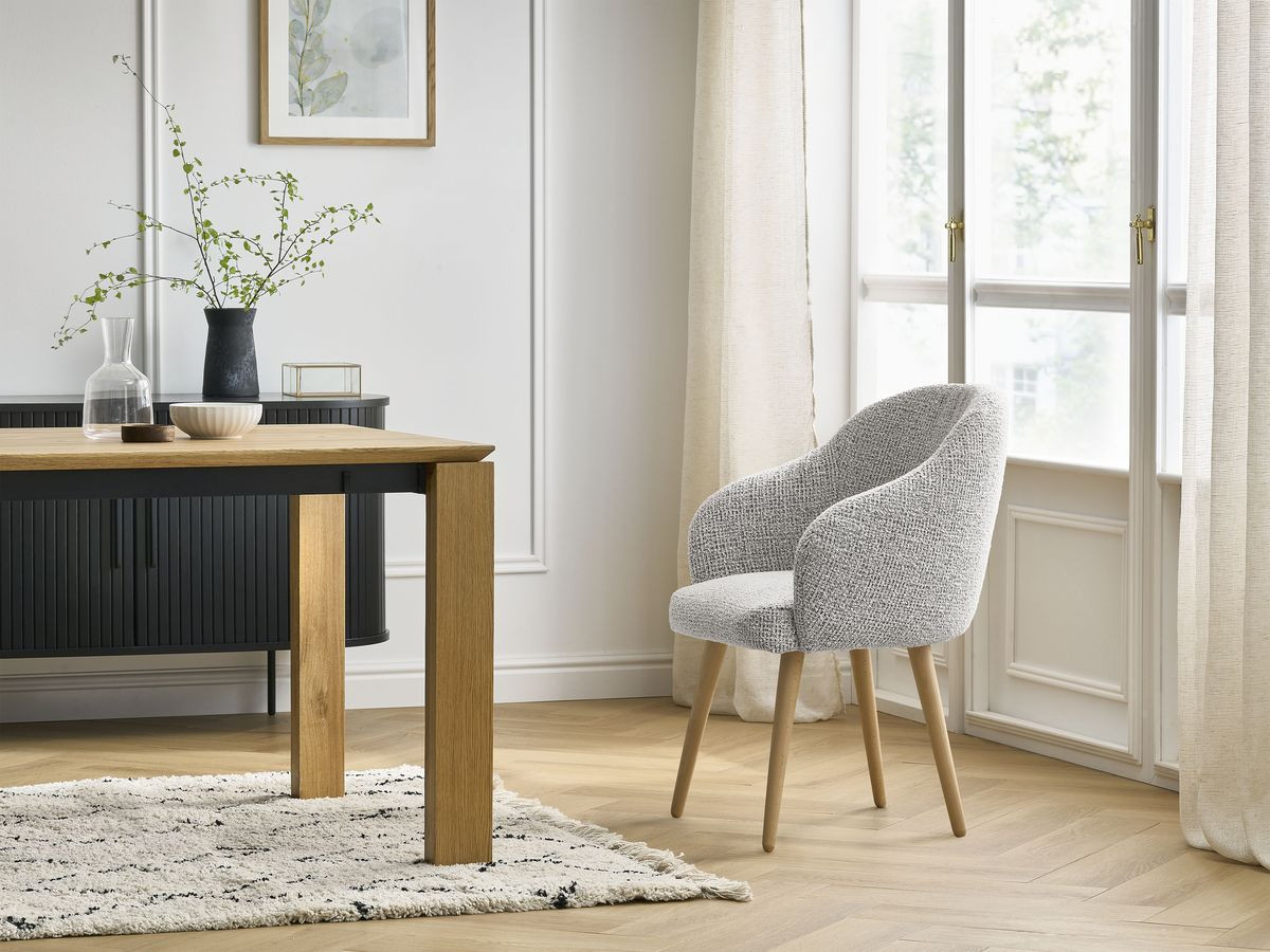 Chaise SOPHIE chiné et pieds scandinaves bois gris clair — vue 5