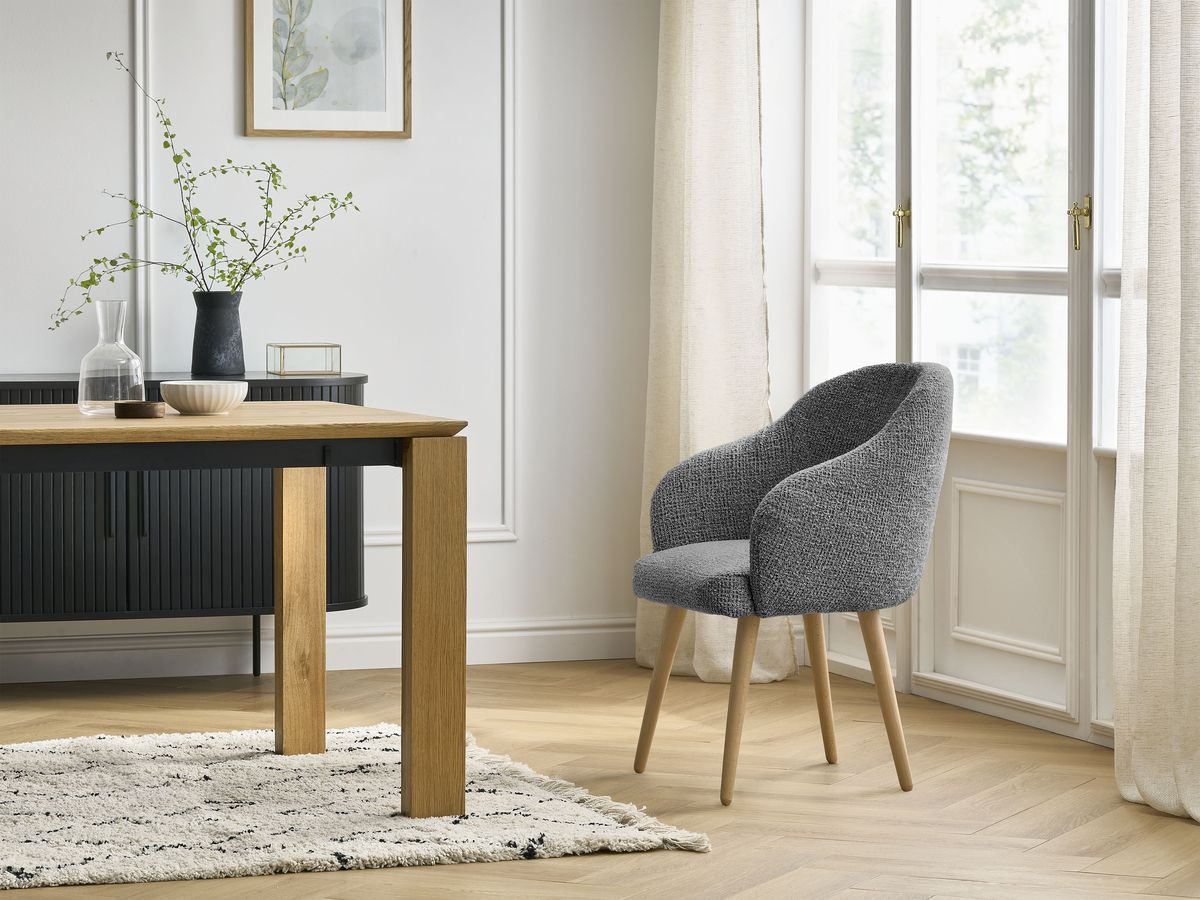 Chaise SOPHIE chiné et pieds scandinaves bois gris foncé — vue 5