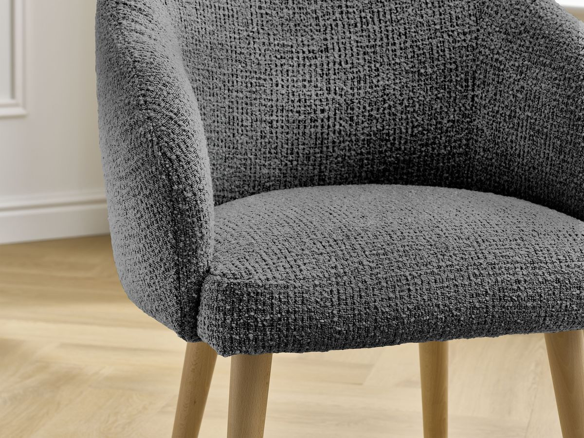 SOPHIE stoel in gevlekte stof en Scandinavische houten poten