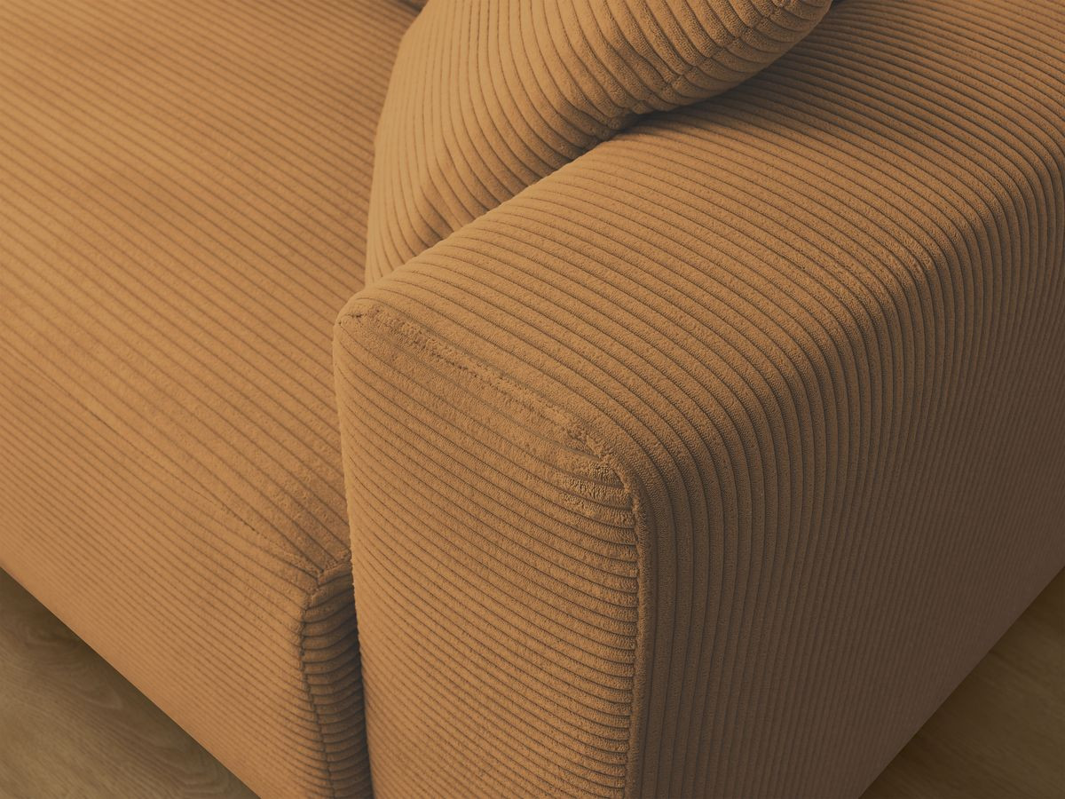 Canapé d'angle convertible coffre ATILLA velours côtelé avec pouf