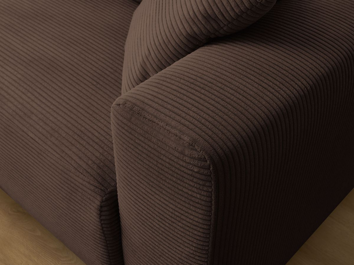 Canapé d'angle convertible coffre ATILLA velours côtelé avec pouf