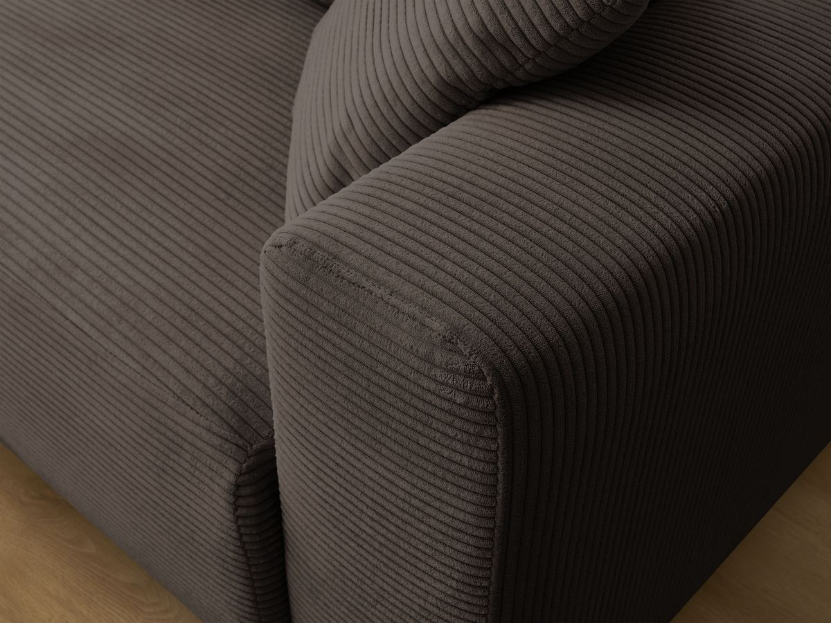 Canapé d'angle convertible coffre ATILLA velours côtelé avec pouf