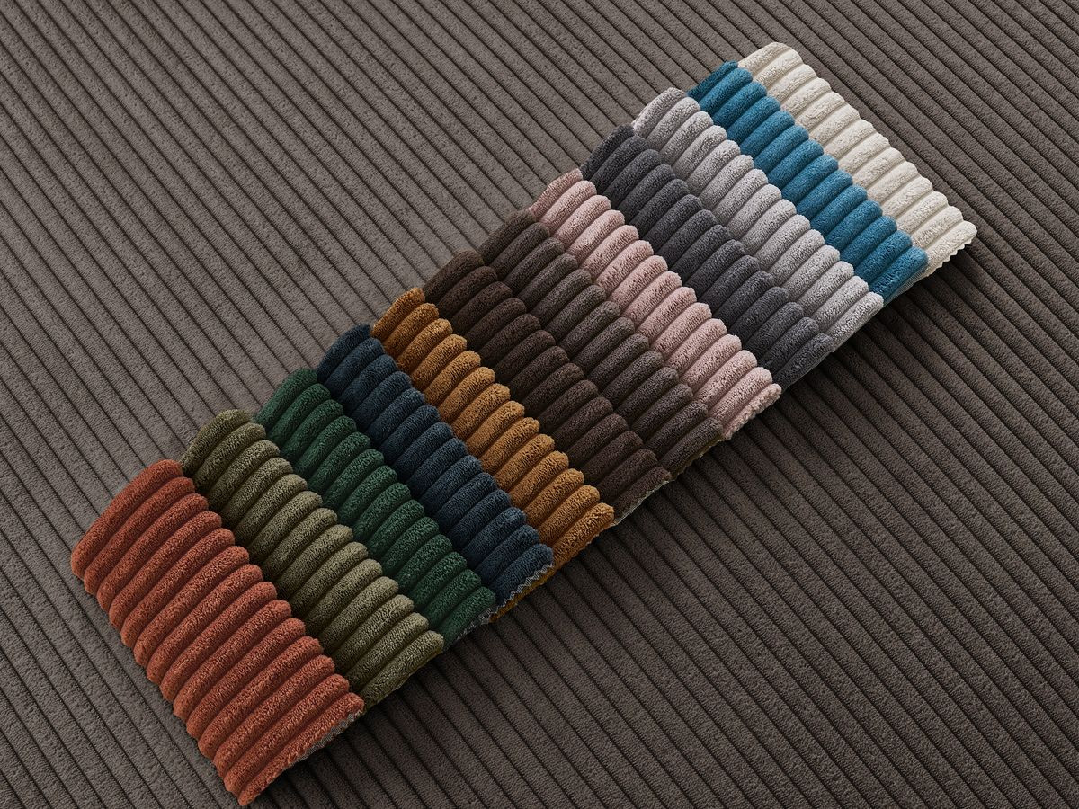 Canapé d'angle convertible coffre ATILLA velours côtelé avec pouf