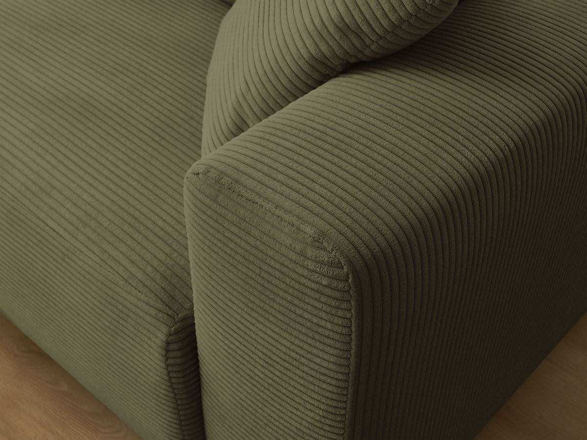 Canapé d'angle convertible coffre ATILLA velours côtelé avec pouf