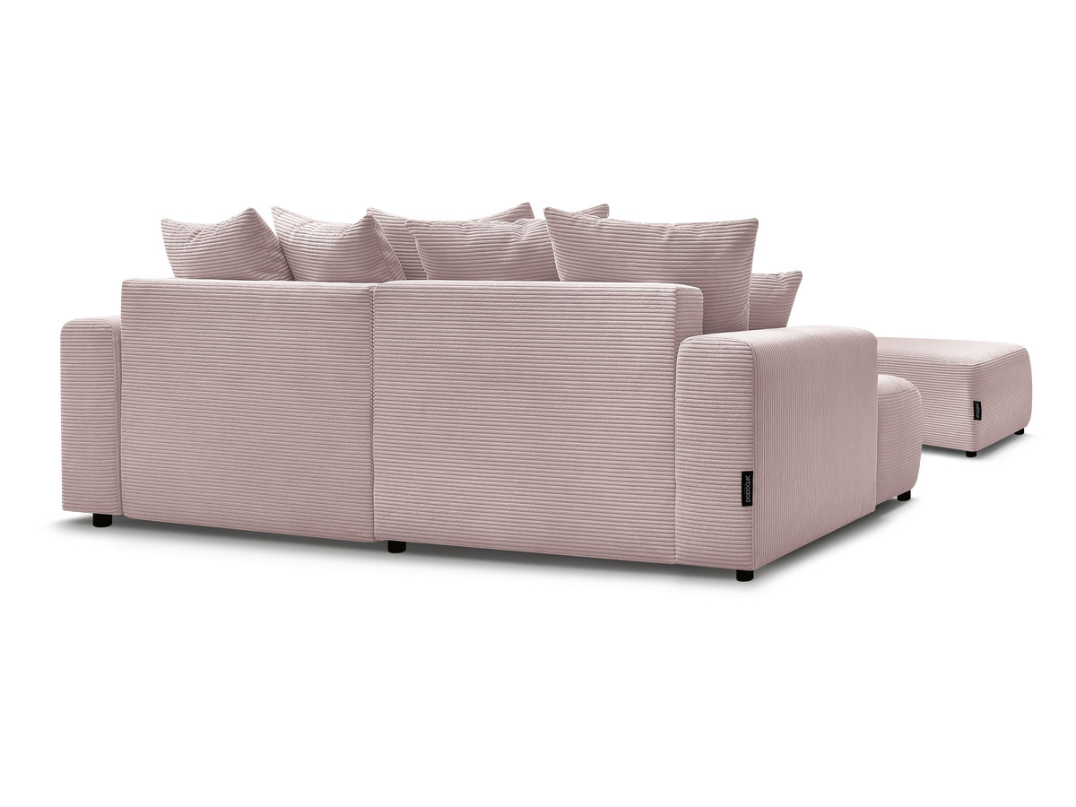 Canapé d'angle convertible coffre ATILLA velours côtelé avec pouf