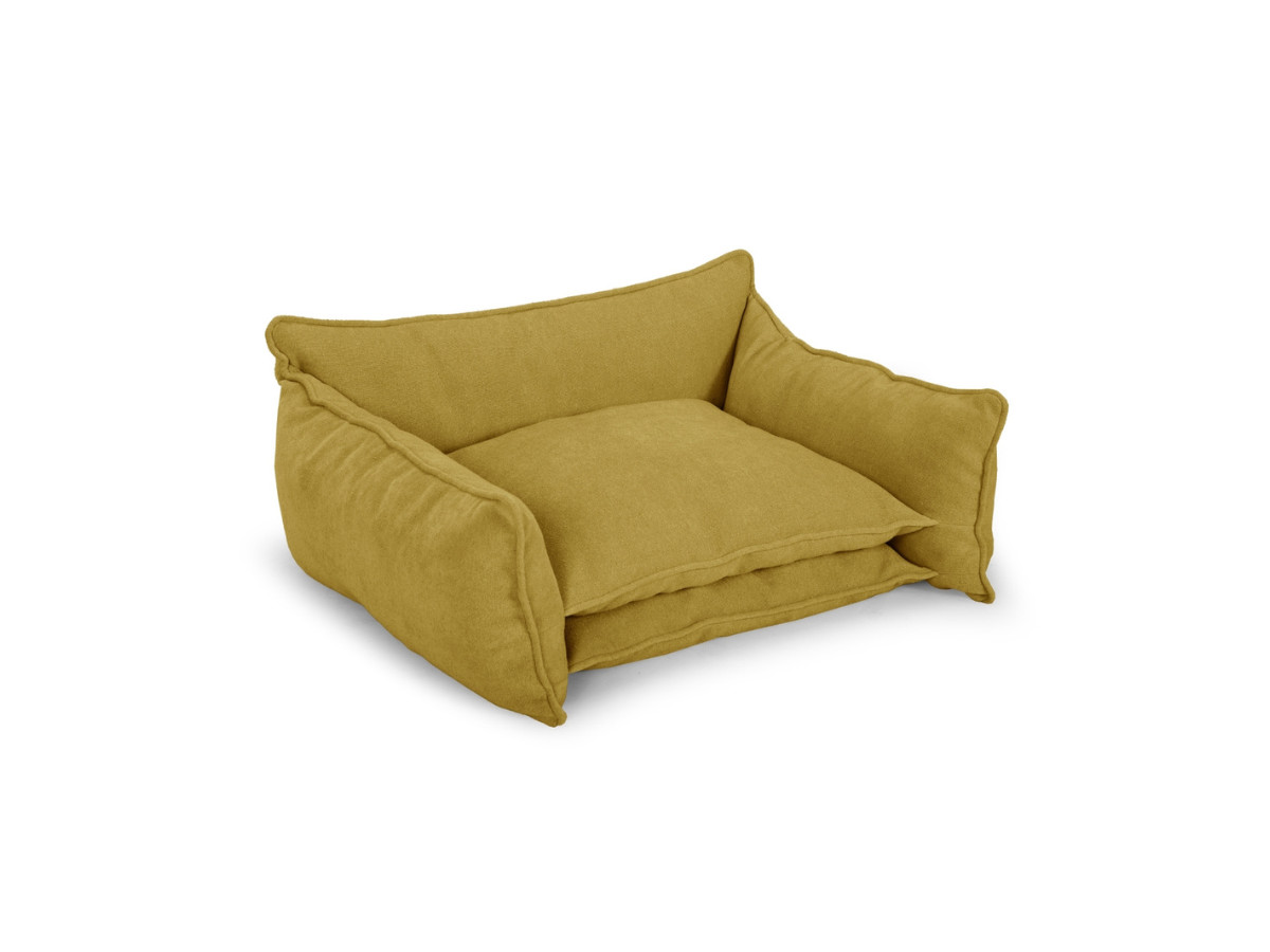 Canapé d'angle fixe EVEREST tissu chiné - Orange - Angle droit - 10 coussins