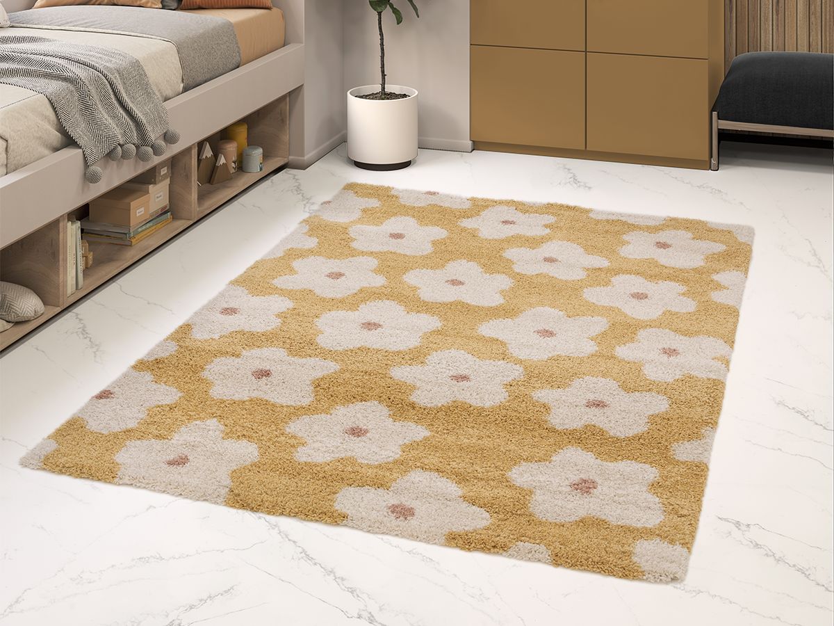 Tapis poils courts SUZY motif fleur