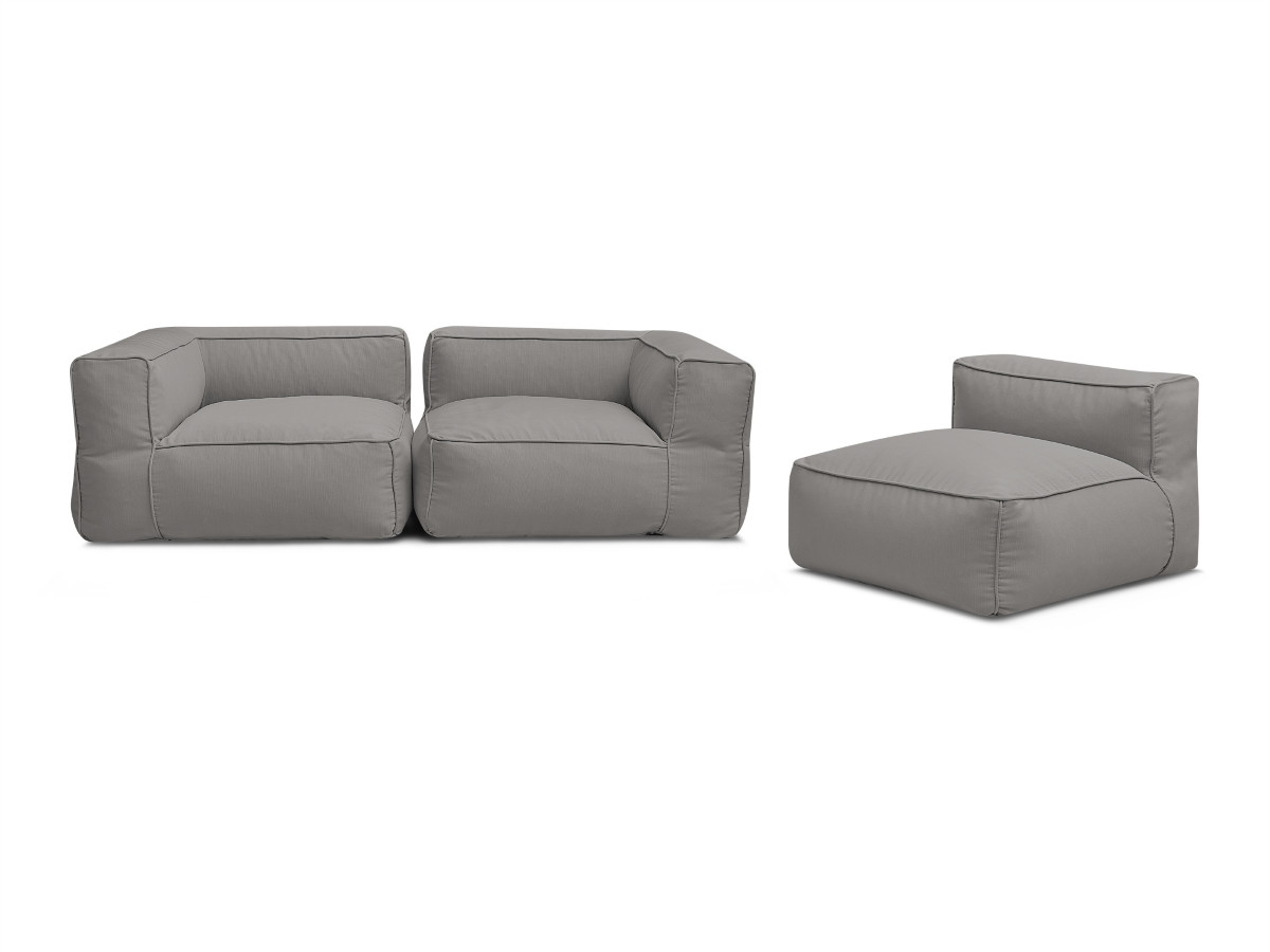 Canapé de jardin modulable GIULIA avec bâche de protection, 2 angles et 1 chauffeuse 1 place
