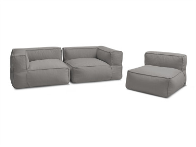 Canapé de jardin modulable GIULIA avec bâche de protection, 2 angles et 1 chauffeuse 1 place