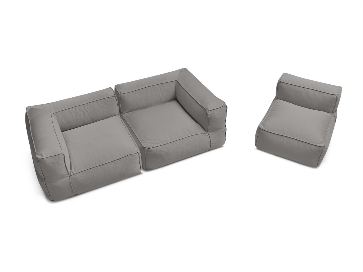 Canapé de jardin modulable GIULIA avec bâche de protection, 2 angles et 1 chauffeuse 1 place