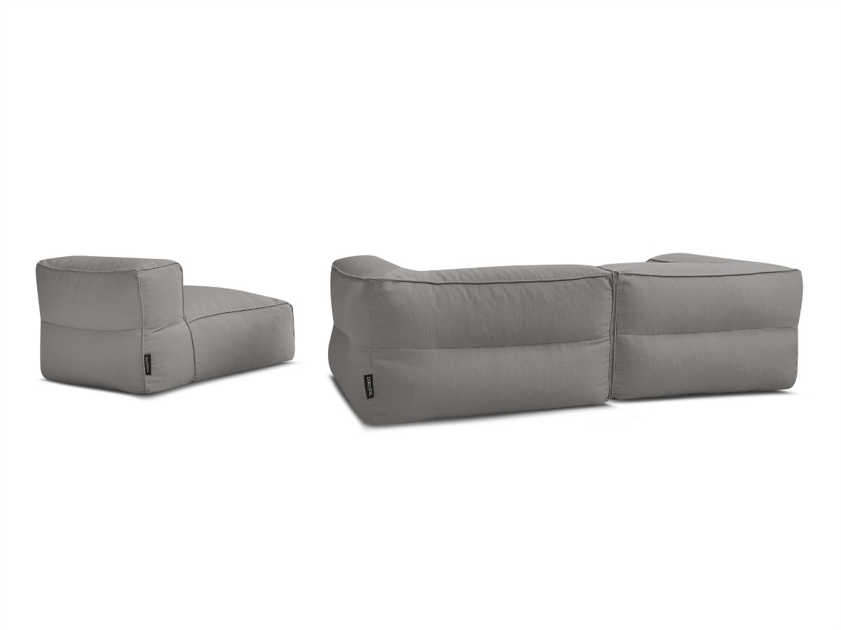 Canapé de jardin modulable GIULIA avec bâche de protection, 2 angles et 1 chauffeuse 1 place