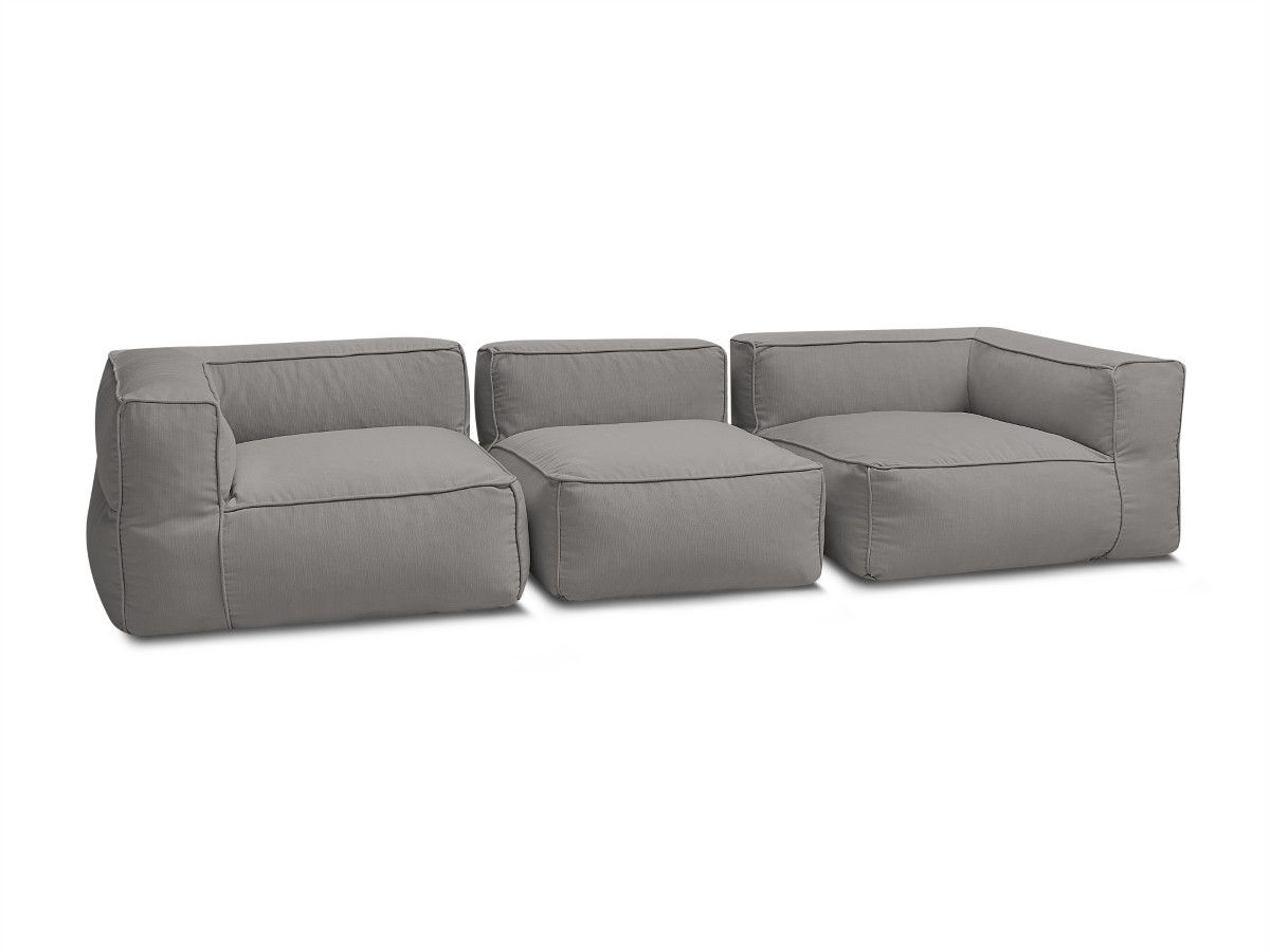 Canapé de jardin modulable GIULIA avec bâche de protection, 2 angles et 1 chauffeuse 1 place