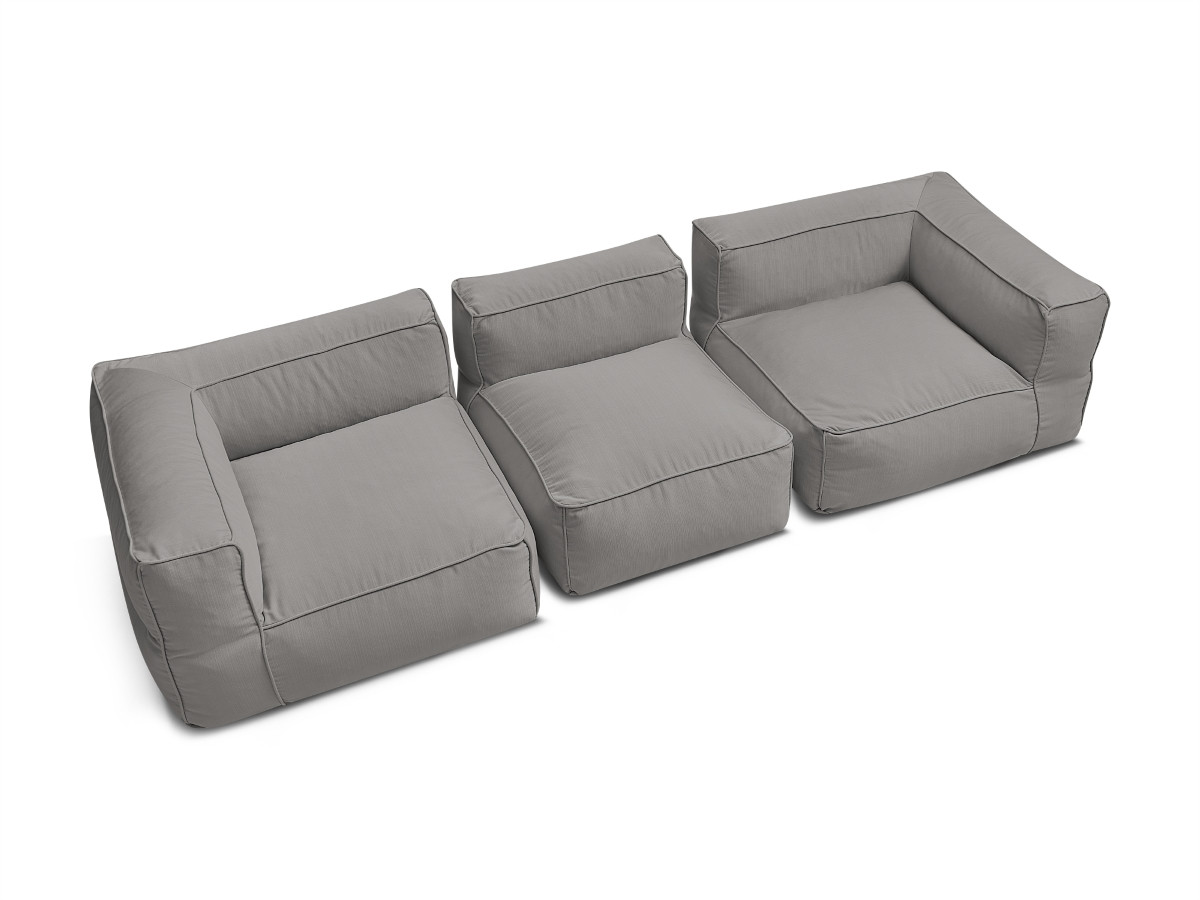 Canapé de jardin modulable GIULIA avec bâche de protection, 2 angles et 1 chauffeuse 1 place