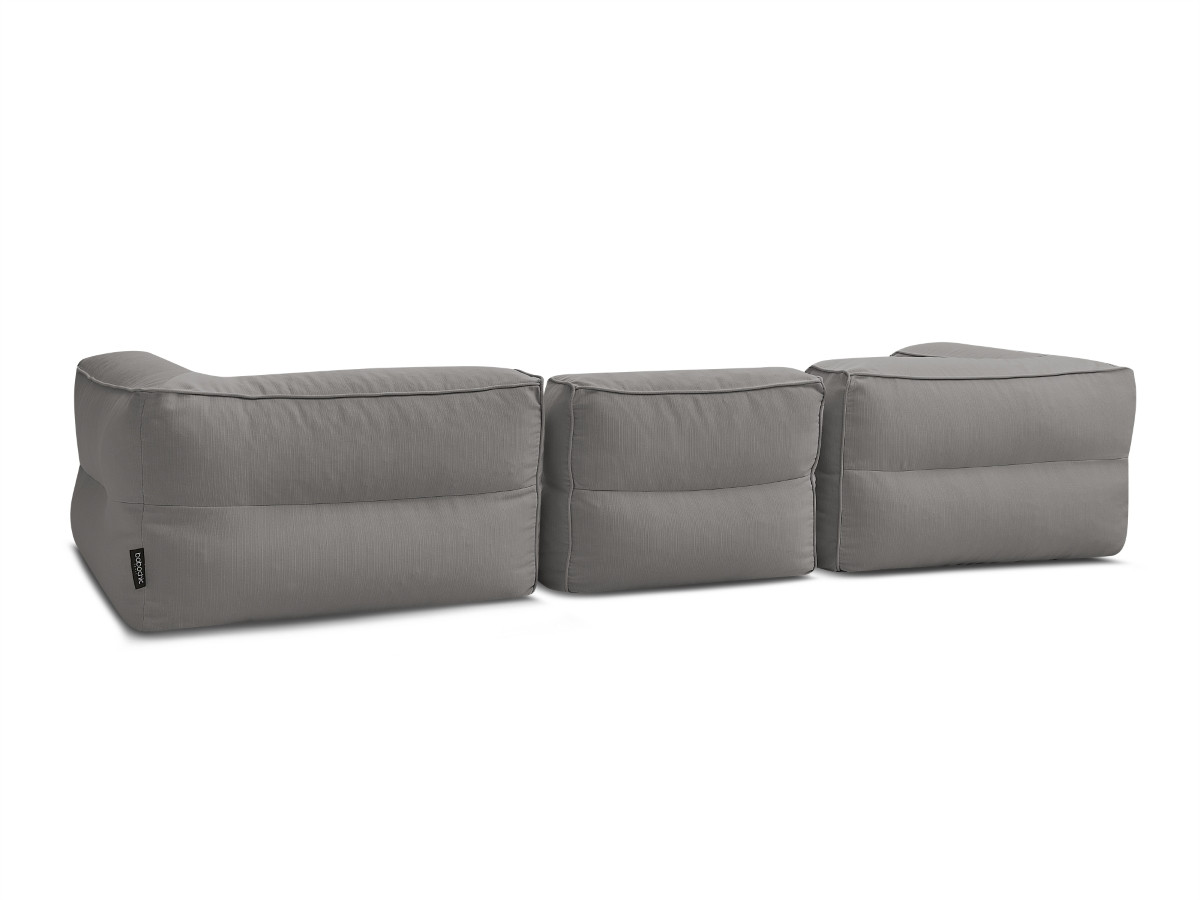 Canapé de jardin modulable GIULIA avec bâche de protection, 2 angles et 1 chauffeuse 1 place