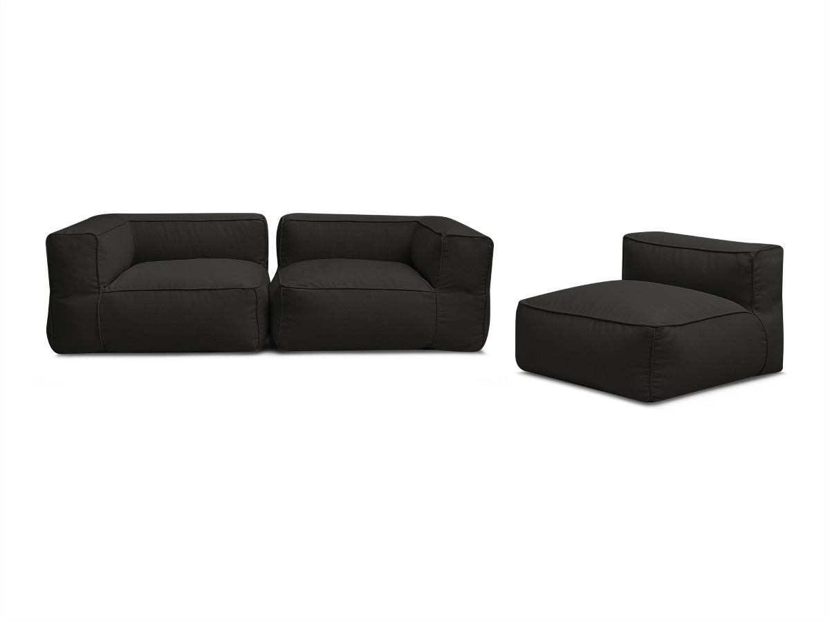 Canapé de jardin modulable GIULIA avec bâche de protection, 2 angles et 1 chauffeuse 1 place