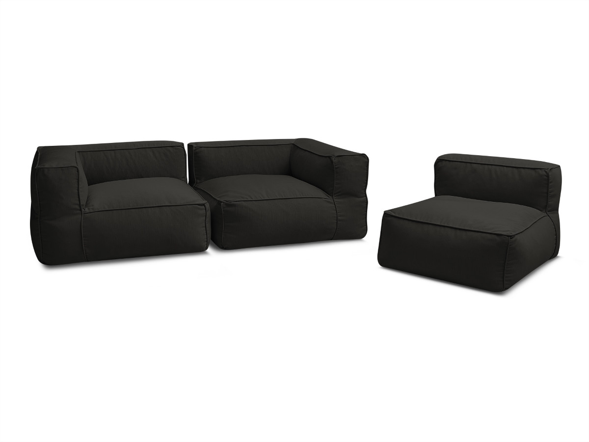 Canapé de jardin modulable GIULIA avec bâche de protection, 2 angles et 1 chauffeuse 1 place
