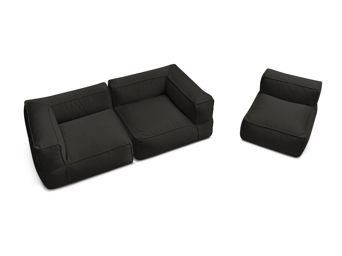 Canapé de jardin modulable GIULIA avec bâche de protection, 2 angles et 1 chauffeuse 1 place