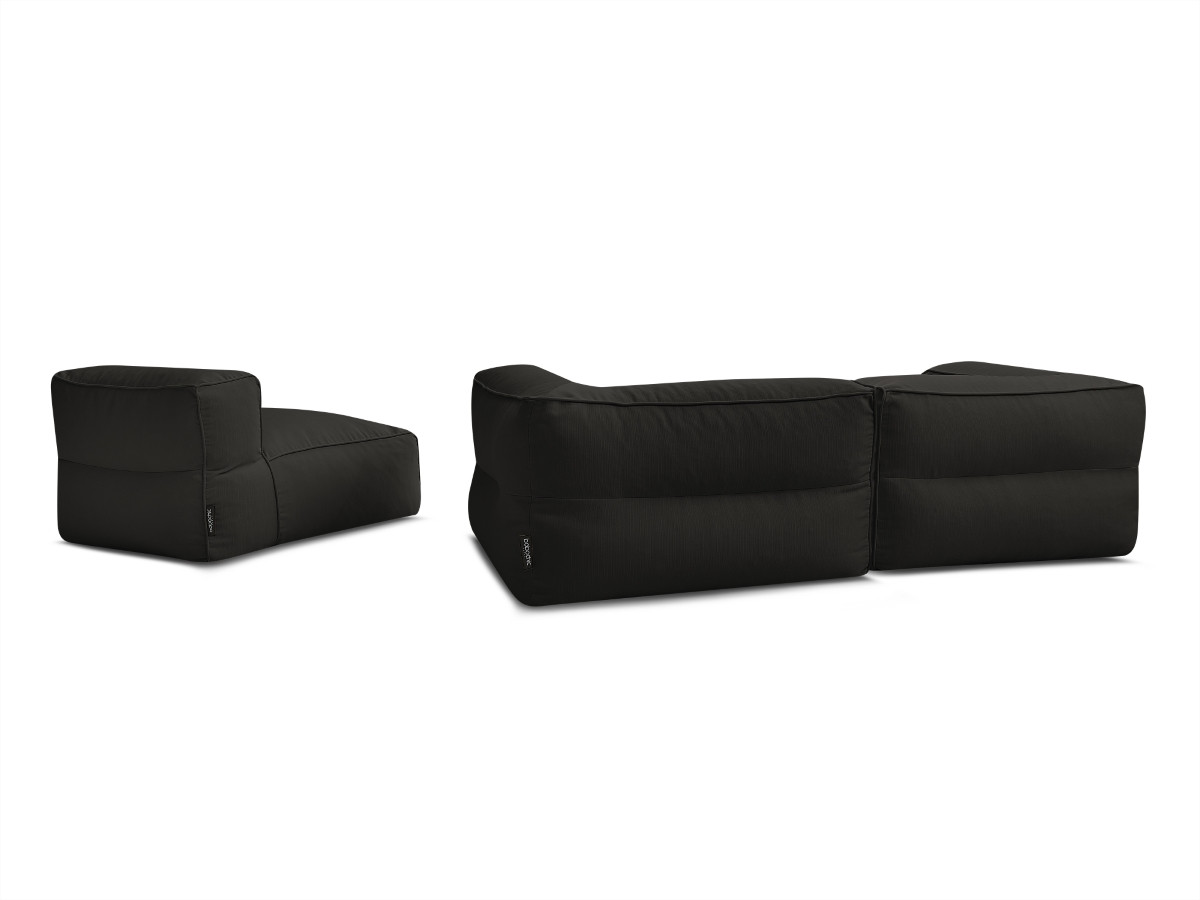 Canapé de jardin modulable GIULIA avec bâche de protection, 2 angles et 1 chauffeuse 1 place