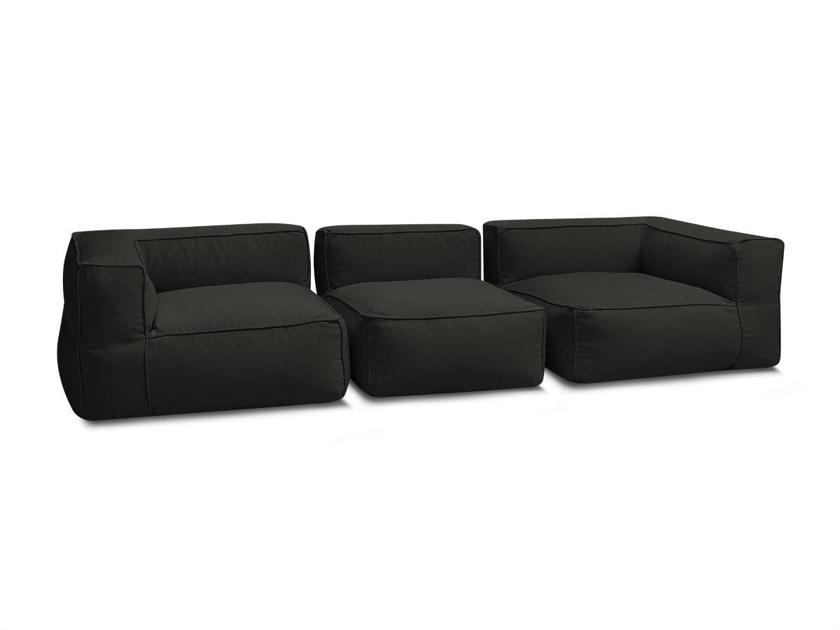 Canapé de jardin modulable GIULIA avec bâche de protection, 2 angles et 1 chauffeuse 1 place