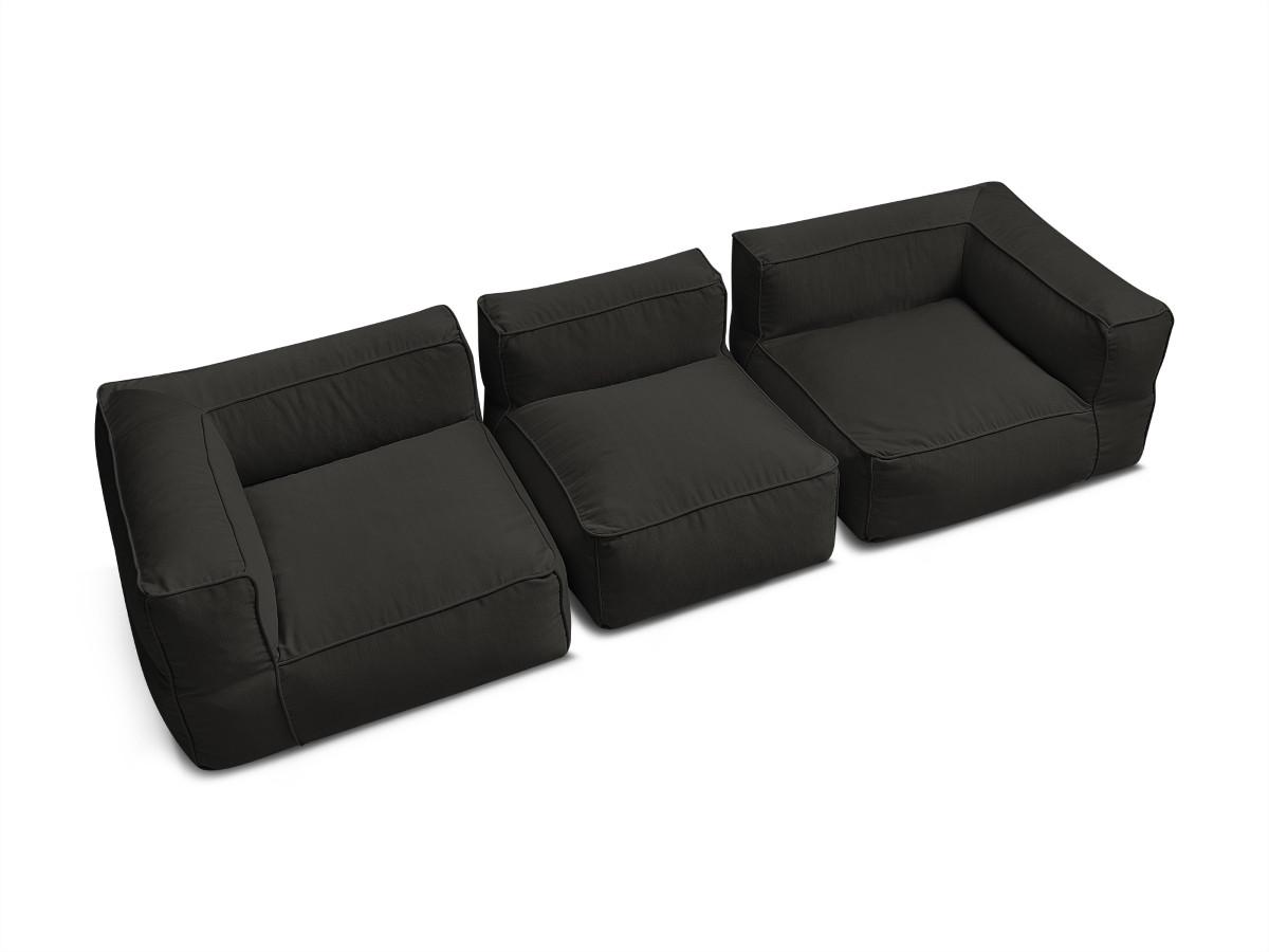Canapé de jardin modulable GIULIA avec bâche de protection, 2 angles et 1 chauffeuse 1 place