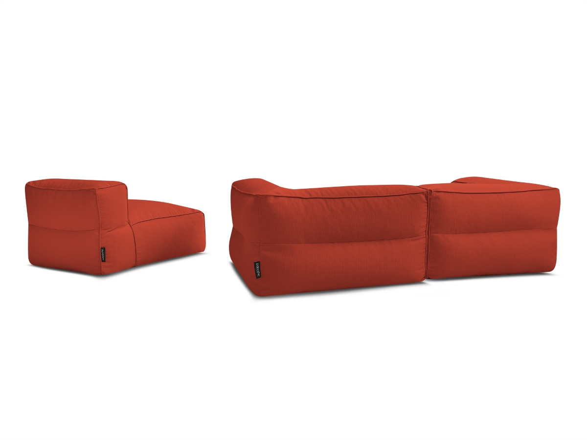Canapé de jardin modulable GIULIA avec bâche de protection, 2 angles et 1 chauffeuse 1 place