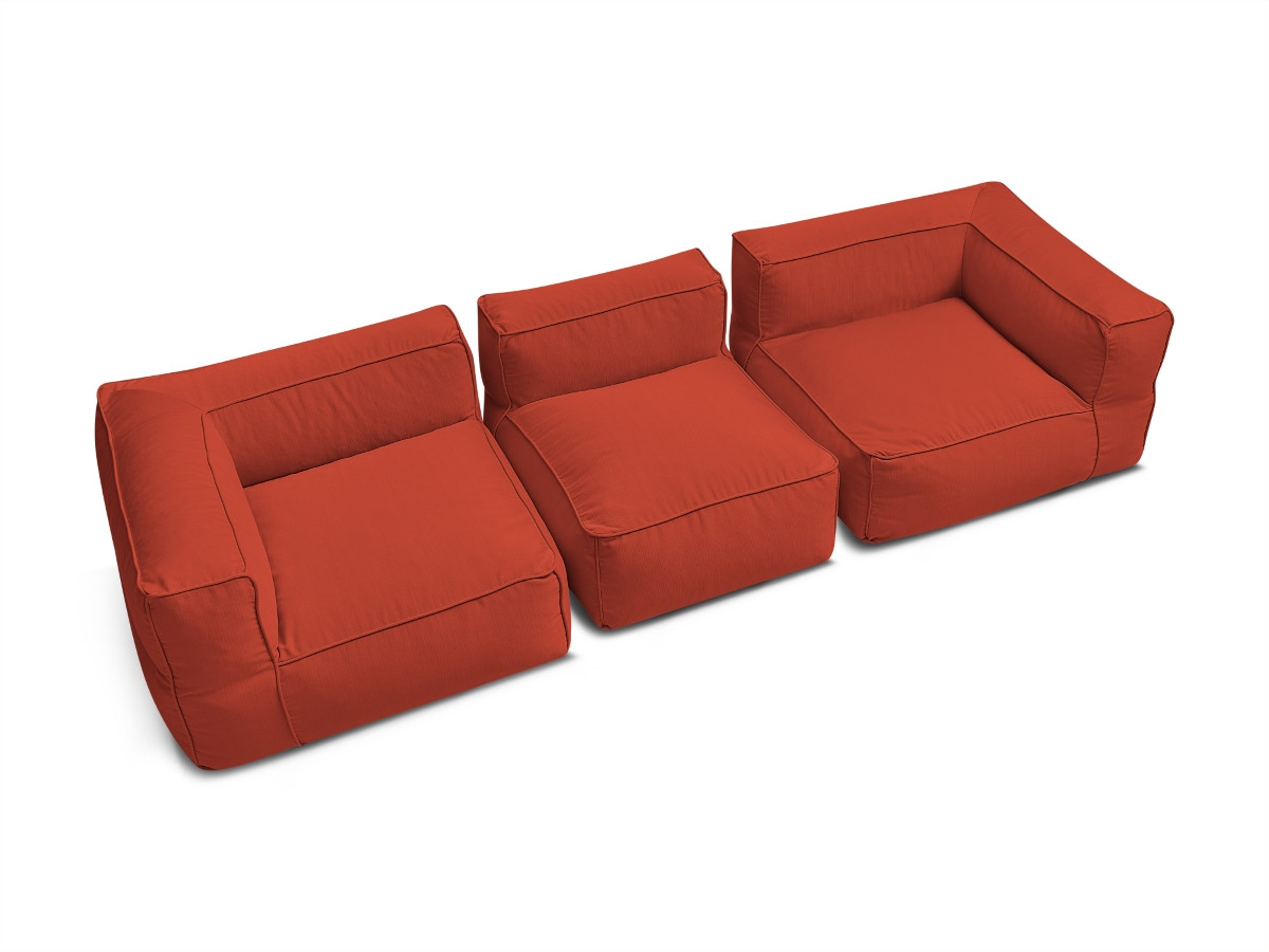 Canapé de jardin modulable GIULIA avec bâche de protection, 2 angles et 1 chauffeuse 1 place