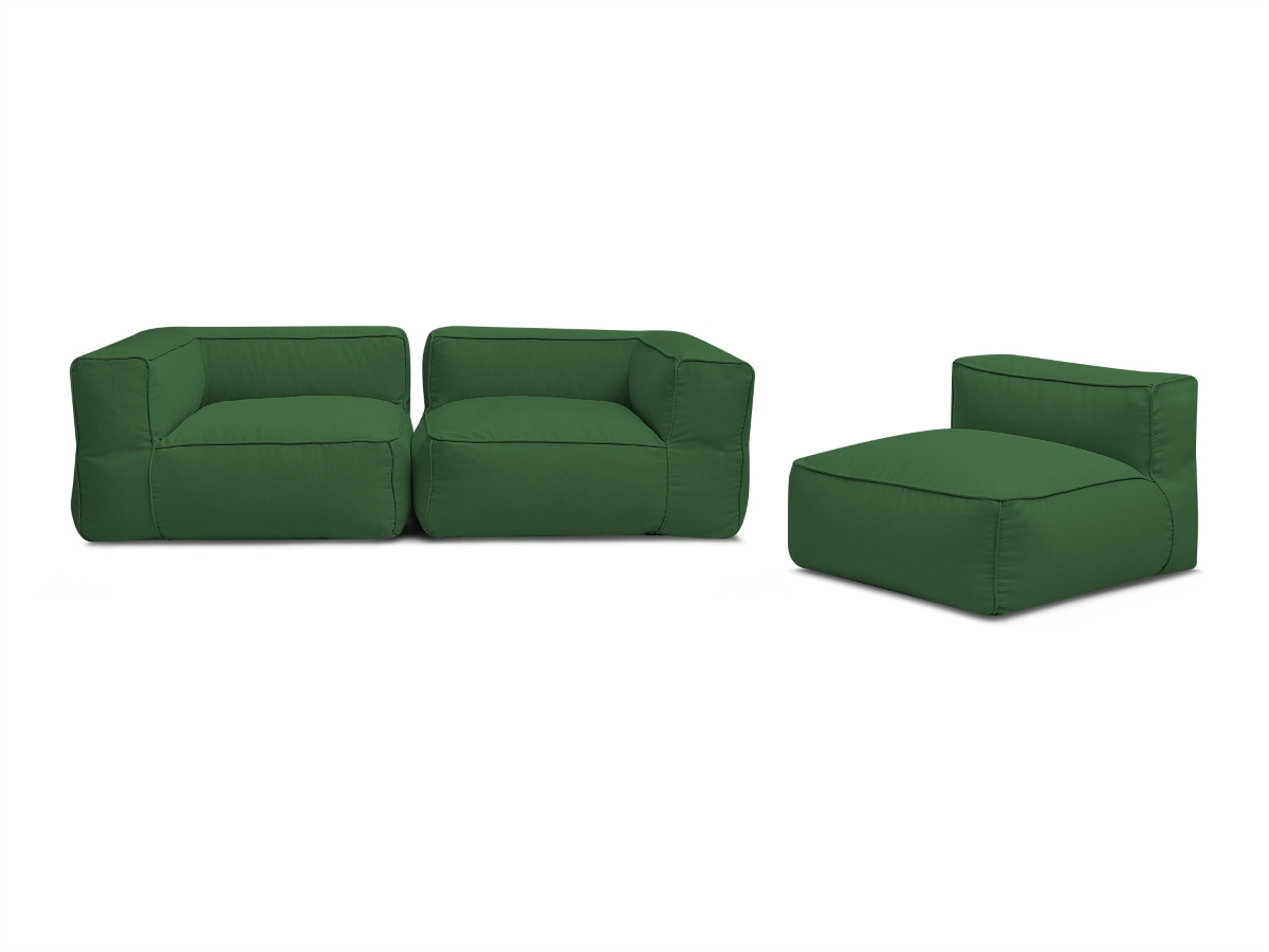Canapé de jardin modulable GIULIA avec bâche de protection, 2 angles et 1 chauffeuse 1 place