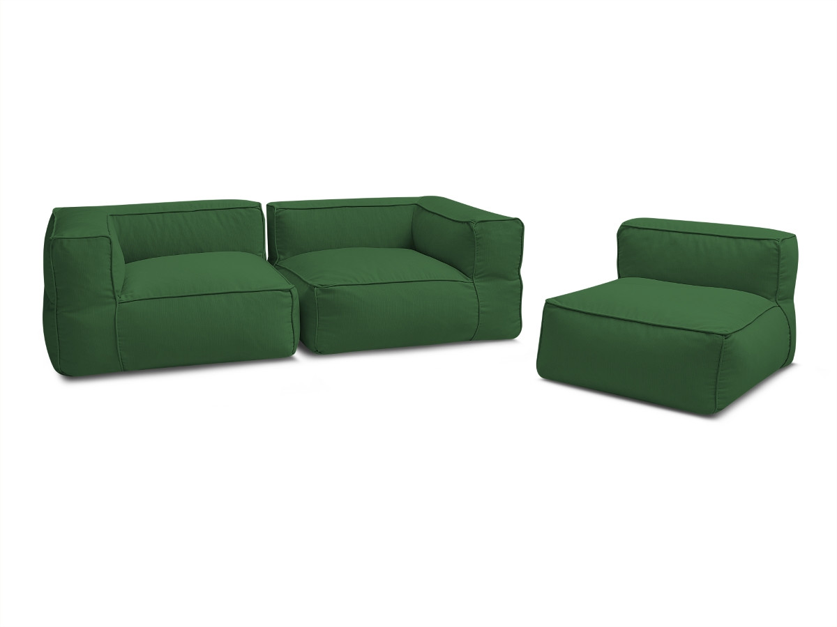 Canapé de jardin modulable GIULIA avec bâche de protection, 2 angles et 1 chauffeuse 1 place